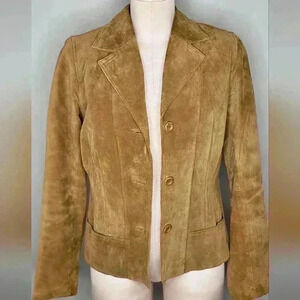 I.e Tan Genuine Leather Suede Jacket Leather Jacket Edgy Womens Size Unknown